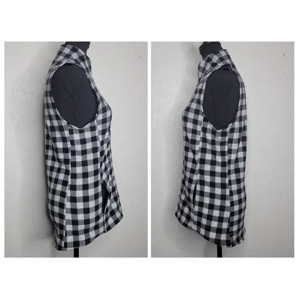 Cuddl Duds Womens Cozy Comfort Black Plaid Fleece Full Zip Thermal Layer Vest✨️M - Picture 4 of 11